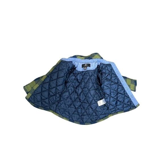 7 For All Mankind Shirt Boys 12 Months Green Blue Plaid Flannel Jacket Shacket - Picture 2 of 8